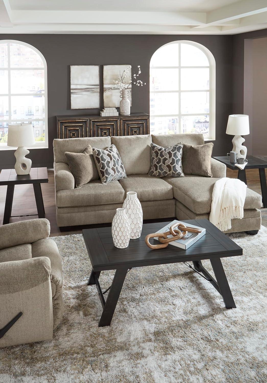 imageSignature Design by Ashley Stonemeade Casual RightArm Facing Sofa Chaise with 4 Toss Pillows Dark BrownLight Brown