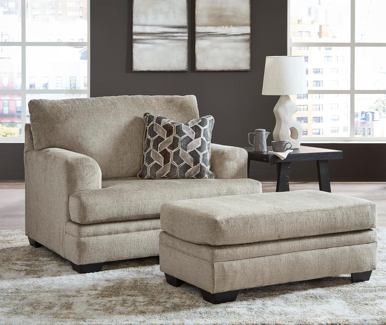 imageSignature Design by Ashley Stonemeade Casual Upholstered Oversized Chair with 1 Toss Pillow Light BrownLight Brown
