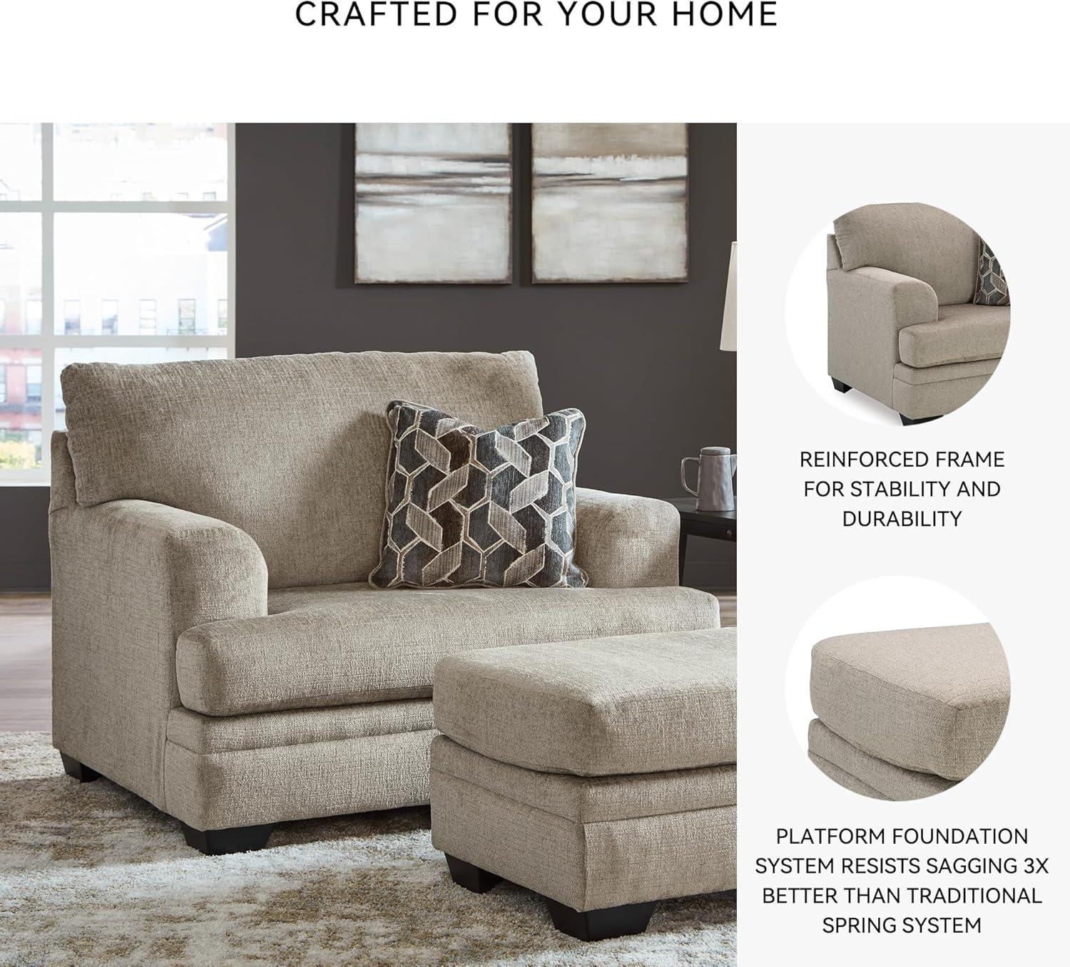 imageSignature Design by Ashley Stonemeade Casual Upholstered Oversized Chair with 1 Toss Pillow Light BrownLight Brown