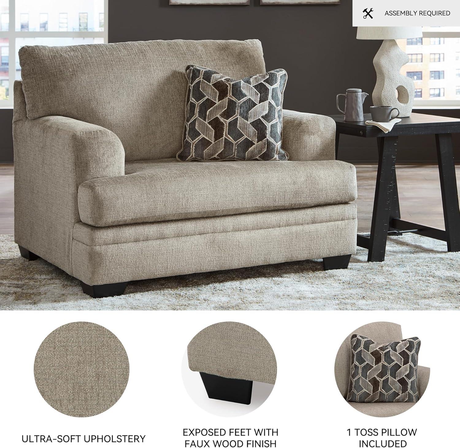 imageSignature Design by Ashley Stonemeade Casual Upholstered Oversized Chair with 1 Toss Pillow Light BrownLight Brown