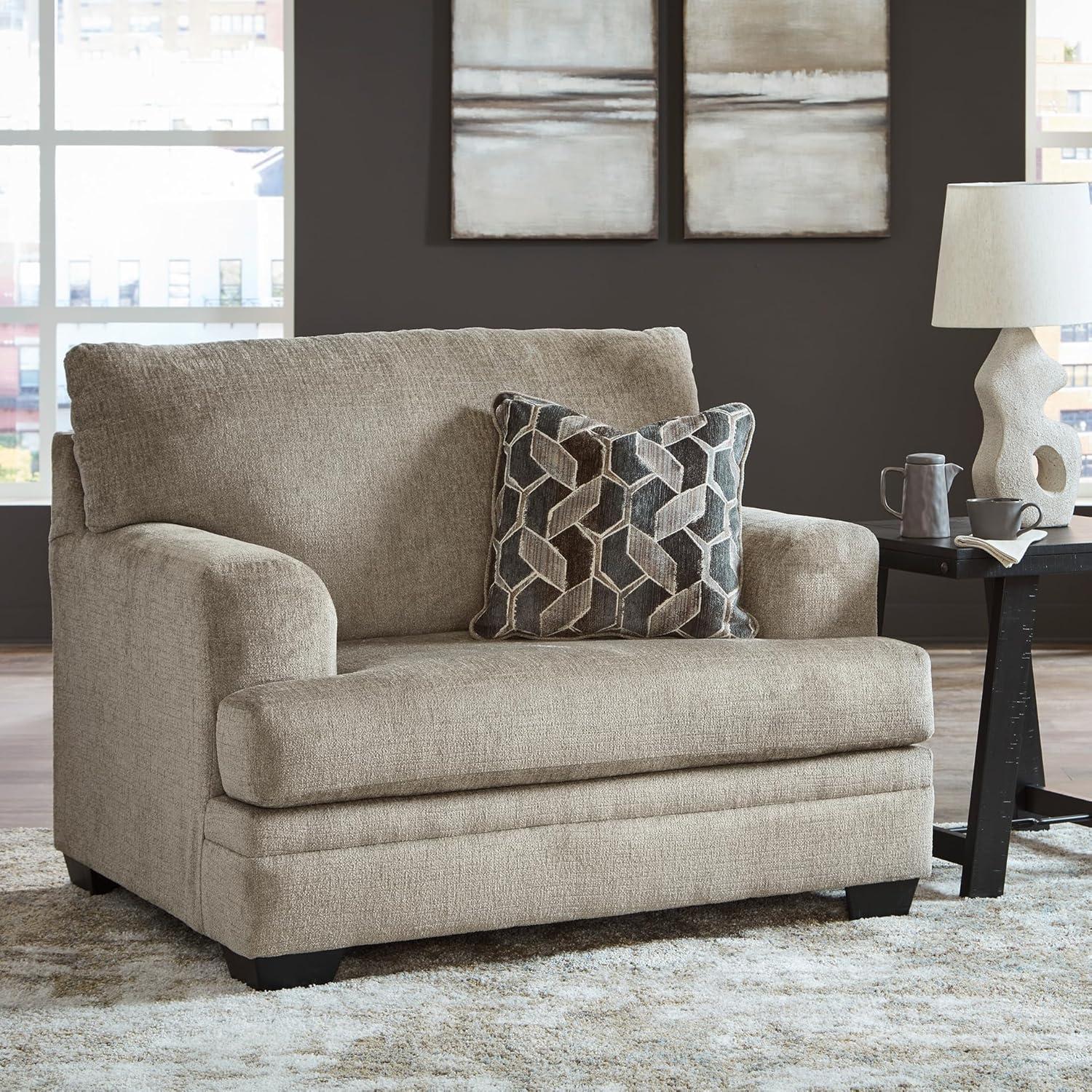 imageSignature Design by Ashley Stonemeade Casual Upholstered Oversized Chair with 1 Toss Pillow Light BrownLight Brown