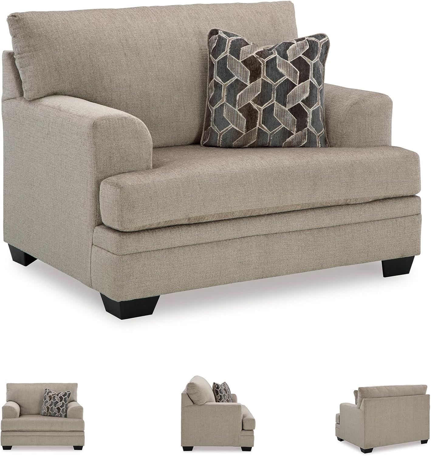 imageSignature Design by Ashley Stonemeade Casual Upholstered Oversized Chair with 1 Toss Pillow Light BrownLight Brown