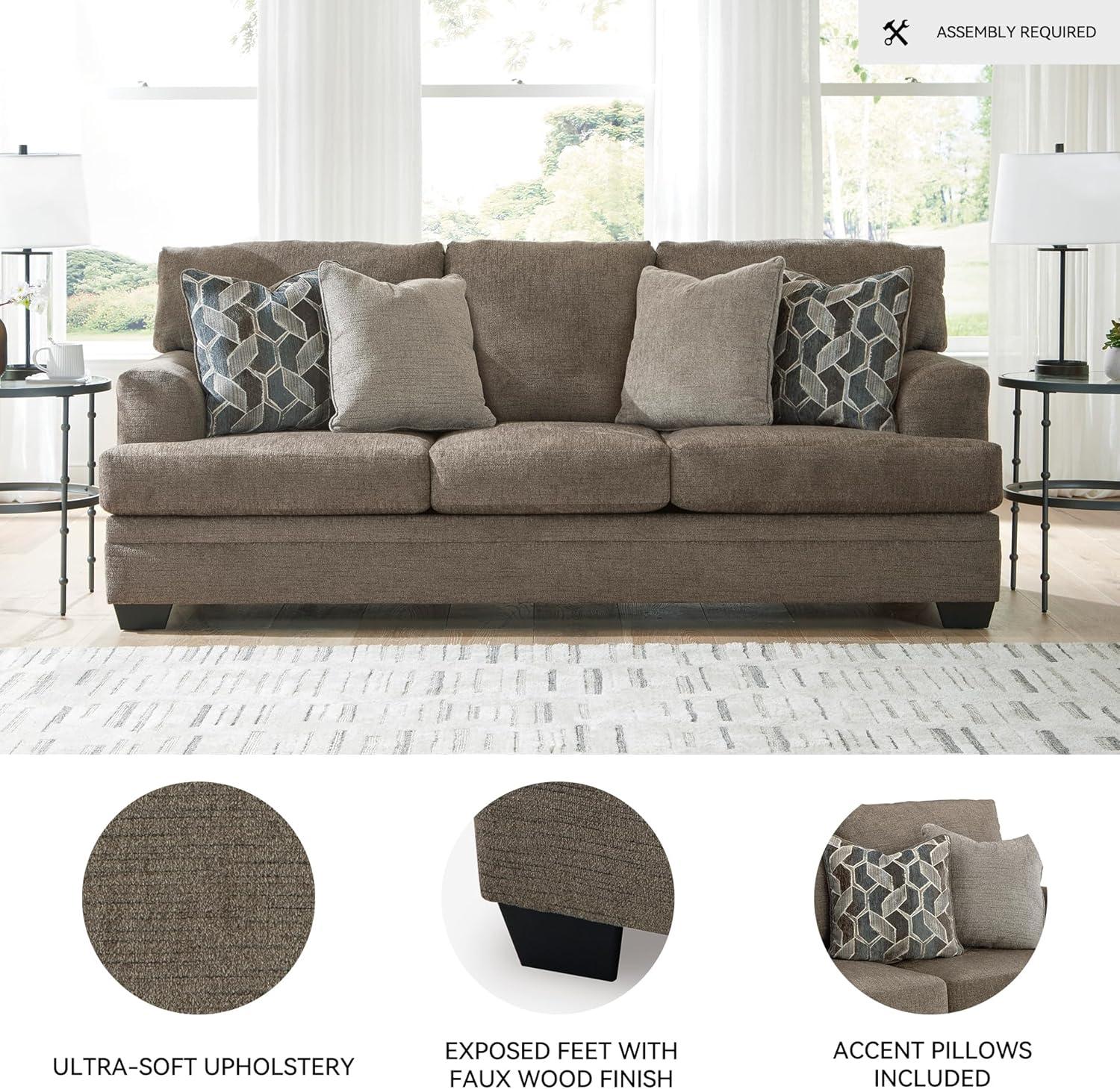 imageSignature Design by Ashley Stonemeade Contemporary Sofa Sleeper with Folding Gel Memory Foam Mattress Reversible Cushions and 4 Accent Pillows Queen Dark Brown
