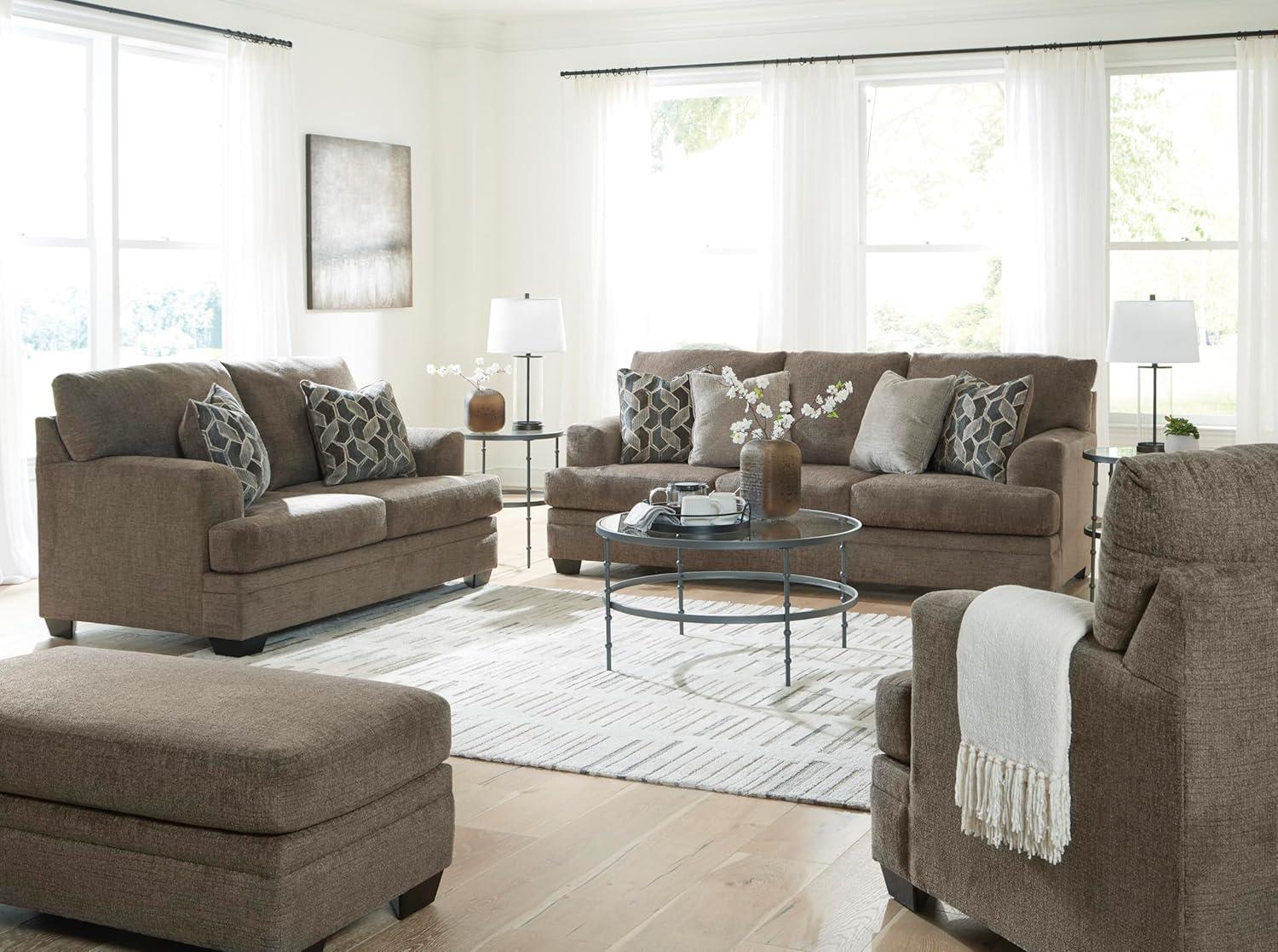 imageSignature Design by Ashley Stonemeade Contemporary Sofa Sleeper with Folding Gel Memory Foam Mattress Reversible Cushions and 4 Accent Pillows Queen Dark Brown