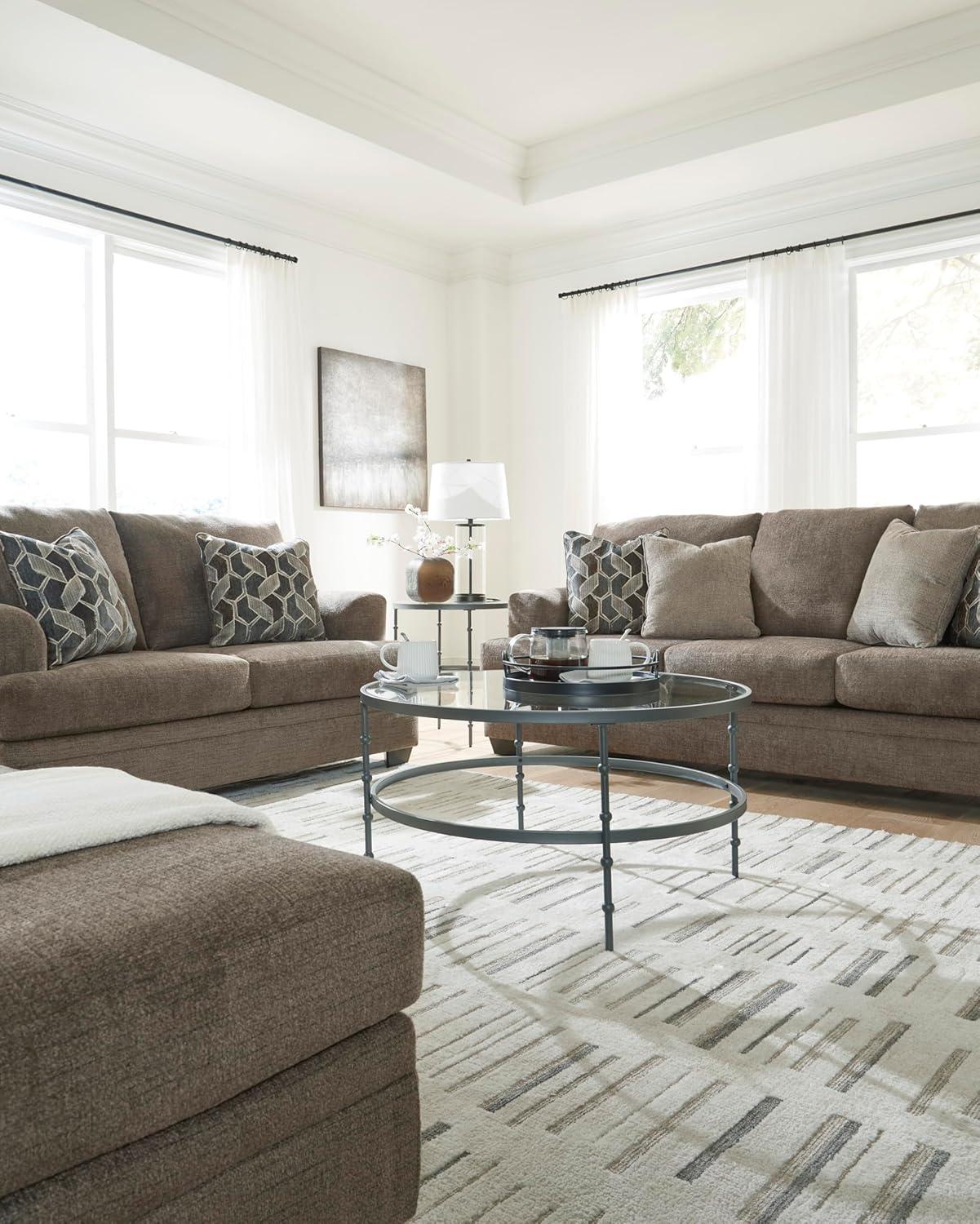 imageSignature Design by Ashley Stonemeade Contemporary Sofa Sleeper with Folding Gel Memory Foam Mattress Reversible Cushions and 4 Accent Pillows Queen Dark Brown