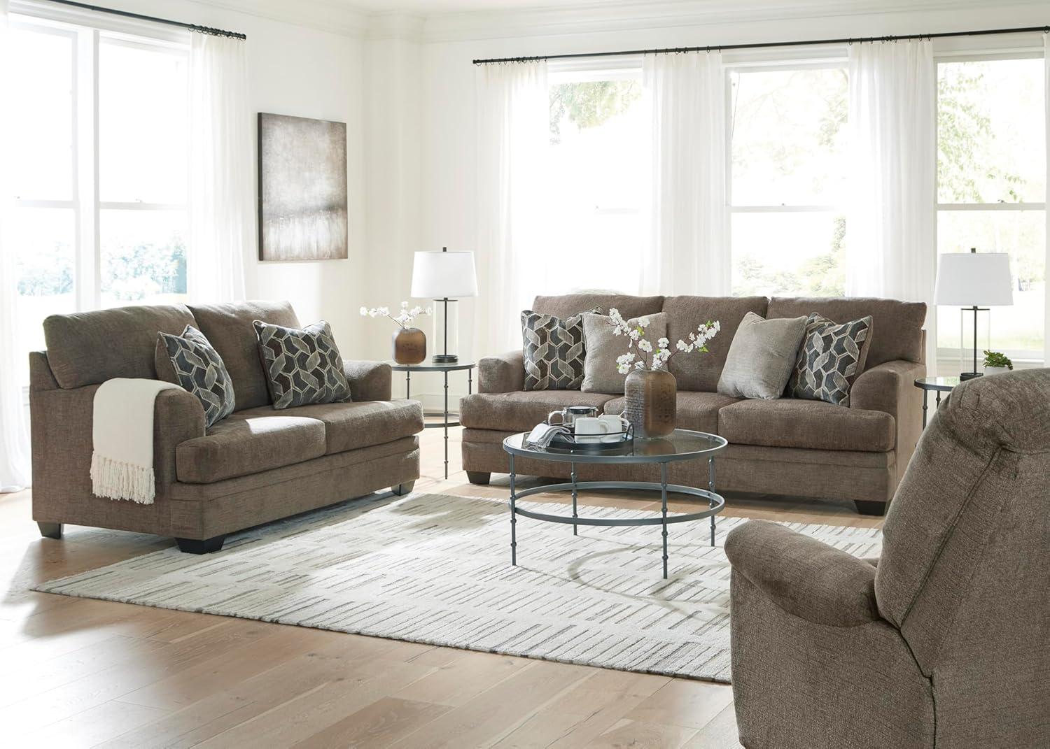 imageSignature Design by Ashley Stonemeade Contemporary Sofa Sleeper with Folding Gel Memory Foam Mattress Reversible Cushions and 4 Accent Pillows Queen Dark Brown