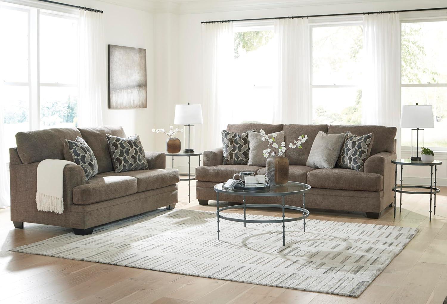 imageSignature Design by Ashley Stonemeade Contemporary Sofa Sleeper with Folding Gel Memory Foam Mattress Reversible Cushions and 4 Accent Pillows Queen Dark Brown