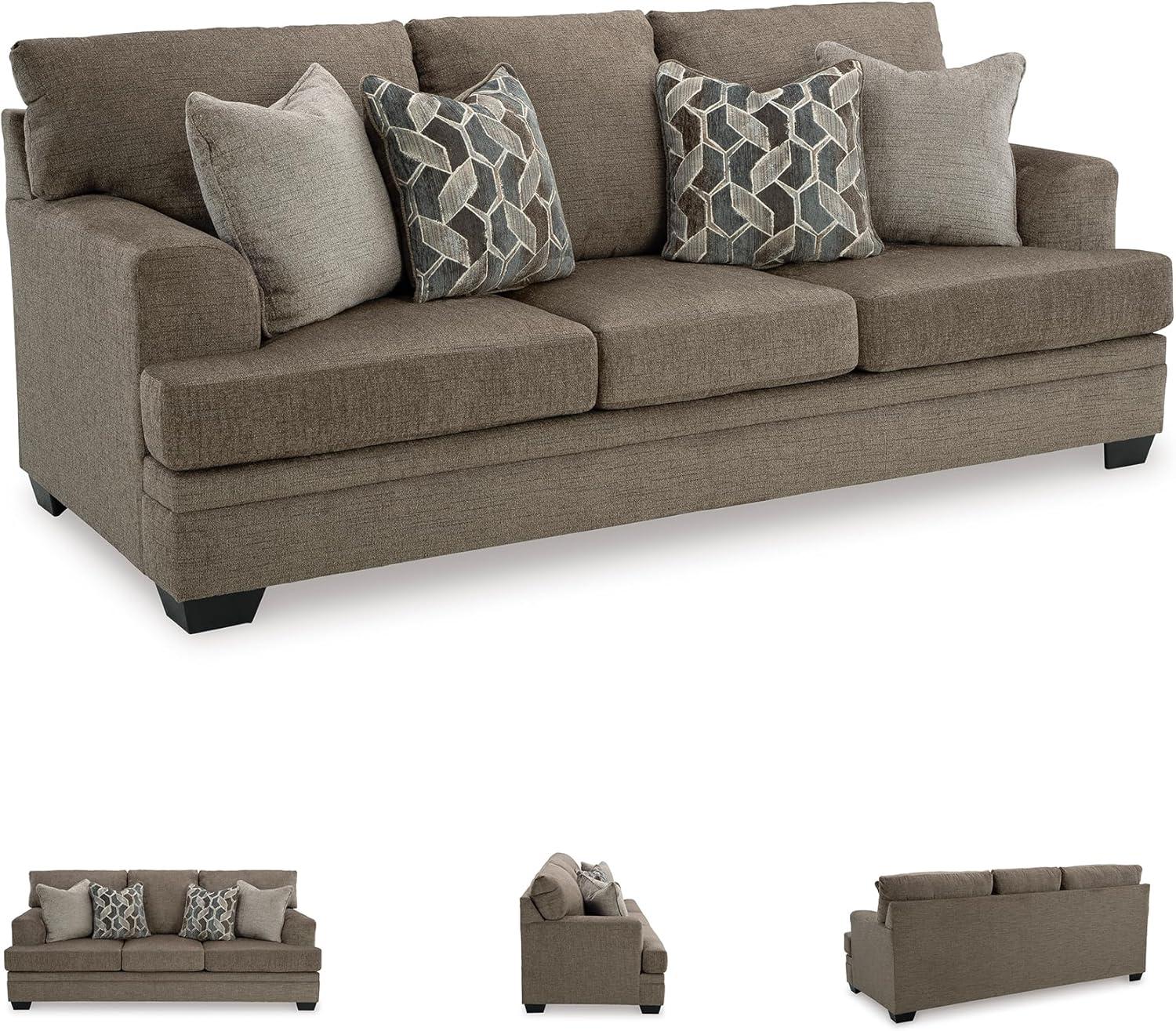 imageSignature Design by Ashley Stonemeade Contemporary Sofa Sleeper with Folding Gel Memory Foam Mattress Reversible Cushions and 4 Accent Pillows Queen Dark Brown