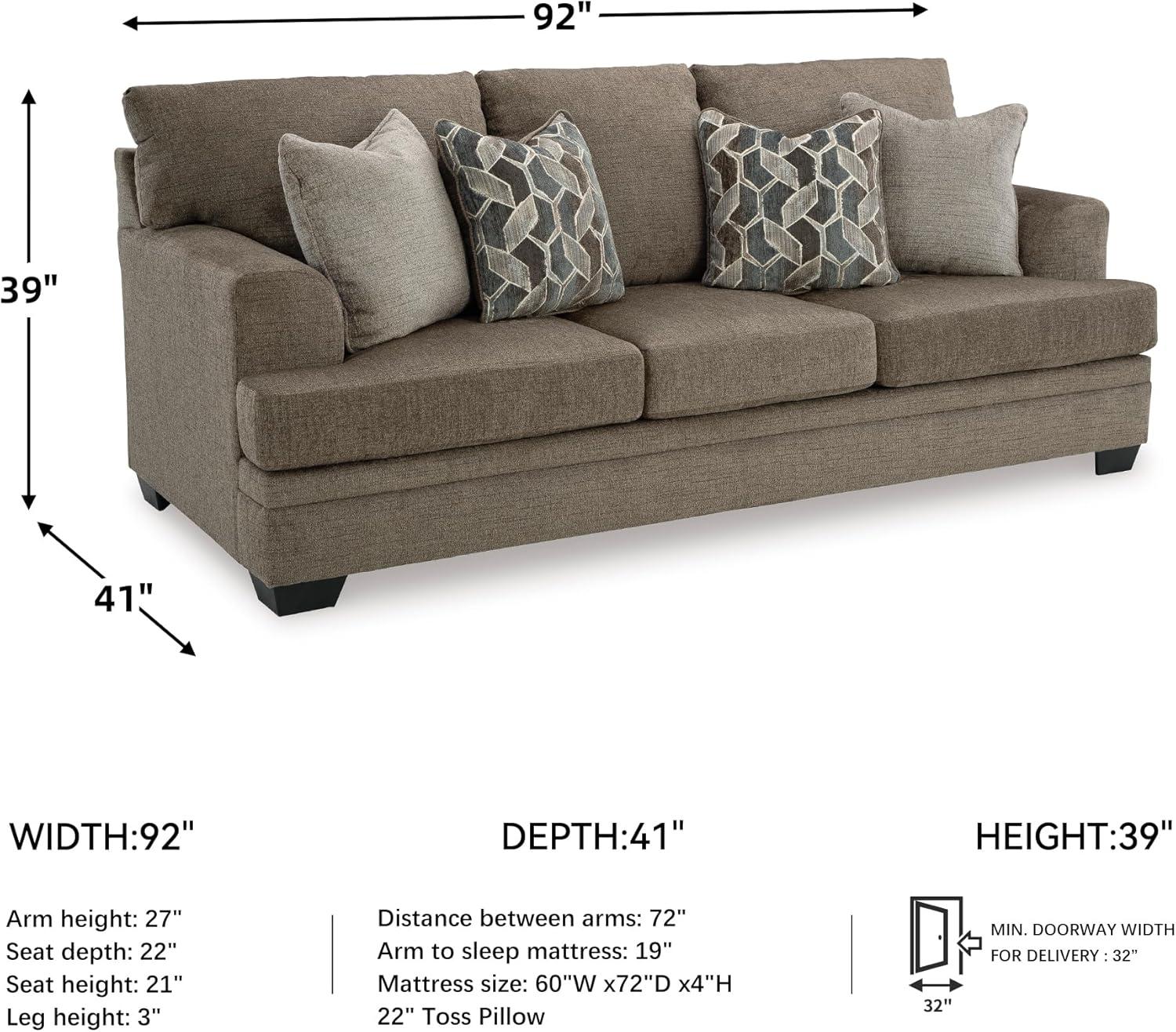 imageSignature Design by Ashley Stonemeade Contemporary Sofa Sleeper with Folding Gel Memory Foam Mattress Reversible Cushions and 4 Accent Pillows Queen Dark Brown
