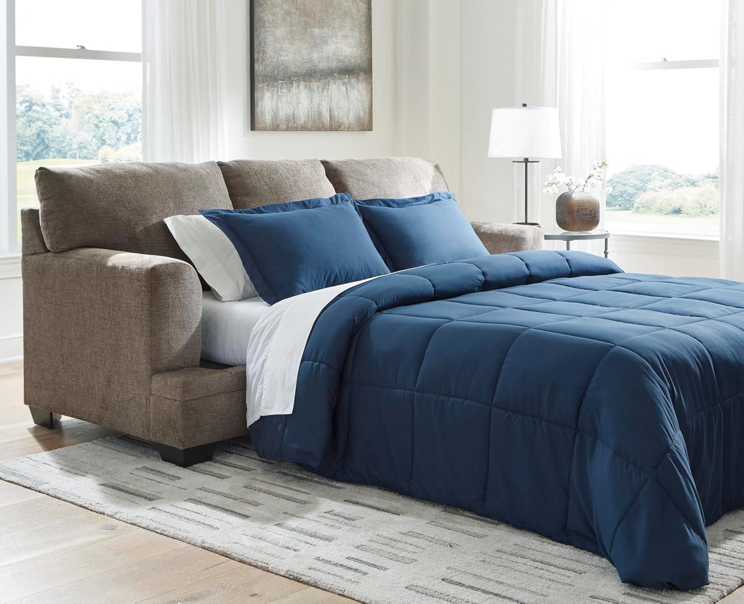 imageSignature Design by Ashley Stonemeade Contemporary Sofa Sleeper with Folding Gel Memory Foam Mattress Reversible Cushions and 4 Accent Pillows Queen Dark Brown