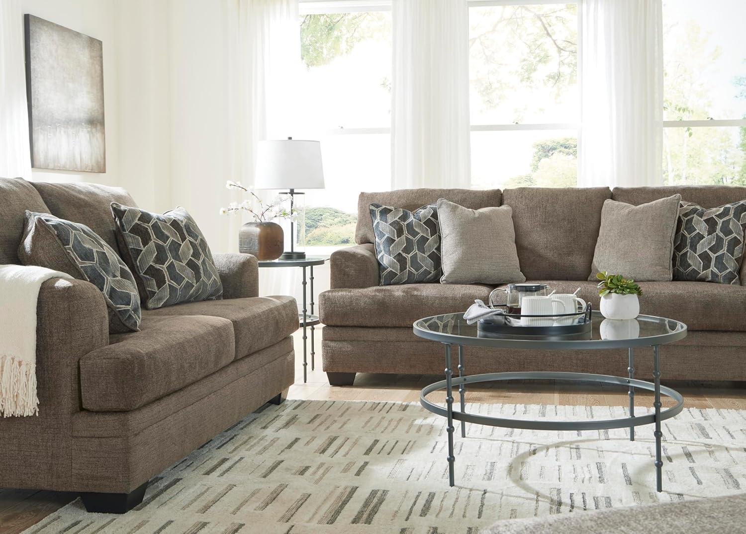 imageSignature Design by Ashley Stonemeade Contemporary Sofa Sleeper with Folding Gel Memory Foam Mattress Reversible Cushions and 4 Accent Pillows Queen Dark Brown