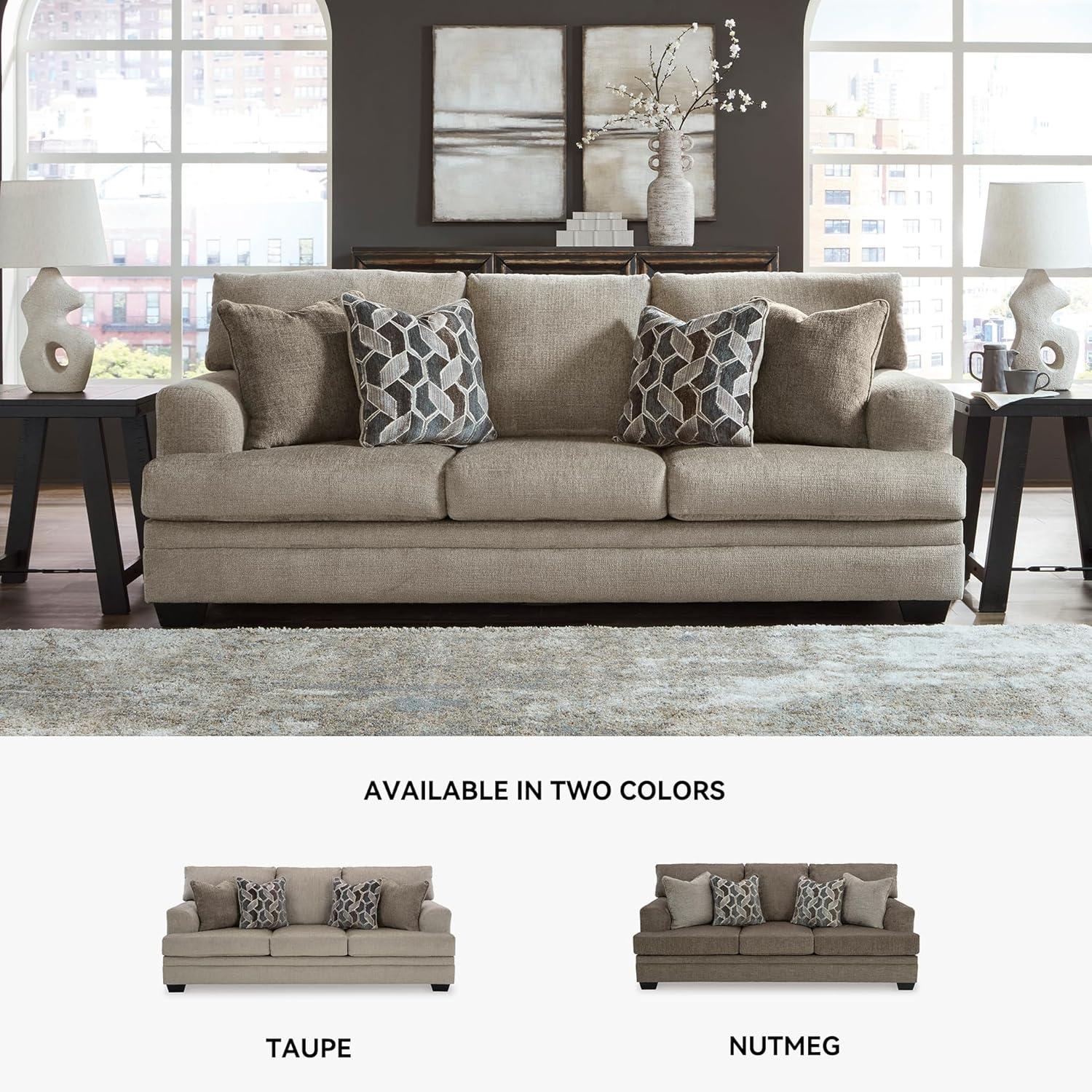 imageSignature Design by Ashley Stonemeade Contemporary Sofa Sleeper with Folding Gel Memory Foam Mattress Reversible Cushions and 4 Accent Pillows Queen Light Brown