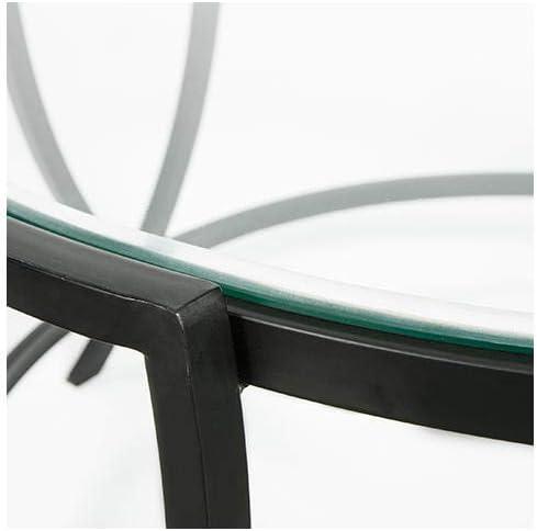 imageSignature Design by Ashley Tarrin Contemporary Glass Top Round 3Piece Table Set Includes Coffee Table and 2 End Tables Black