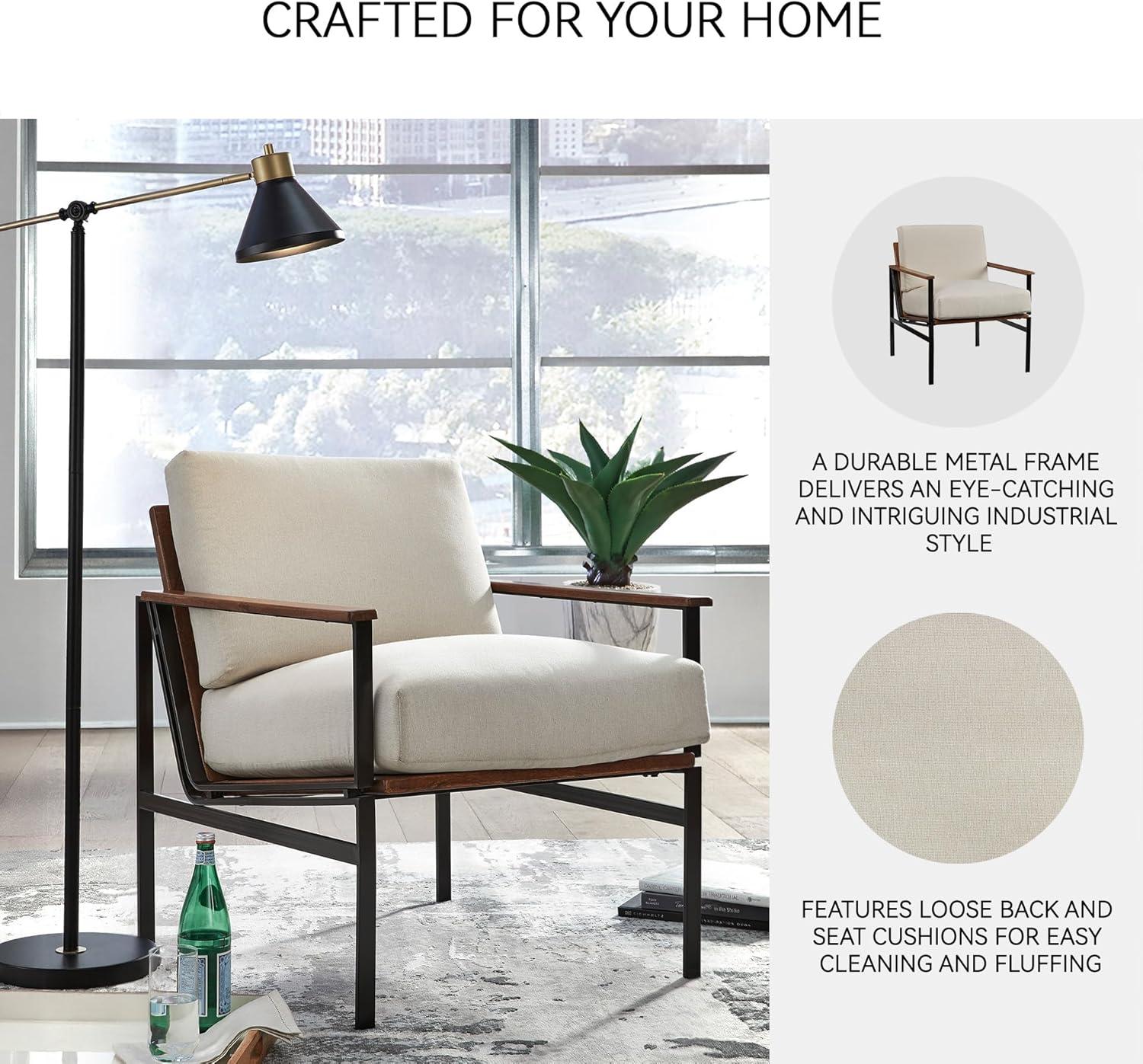 imageSignature Design by Ashley Tilden MidCentury Modern Accent Chair Ivory ampamp BlackCream