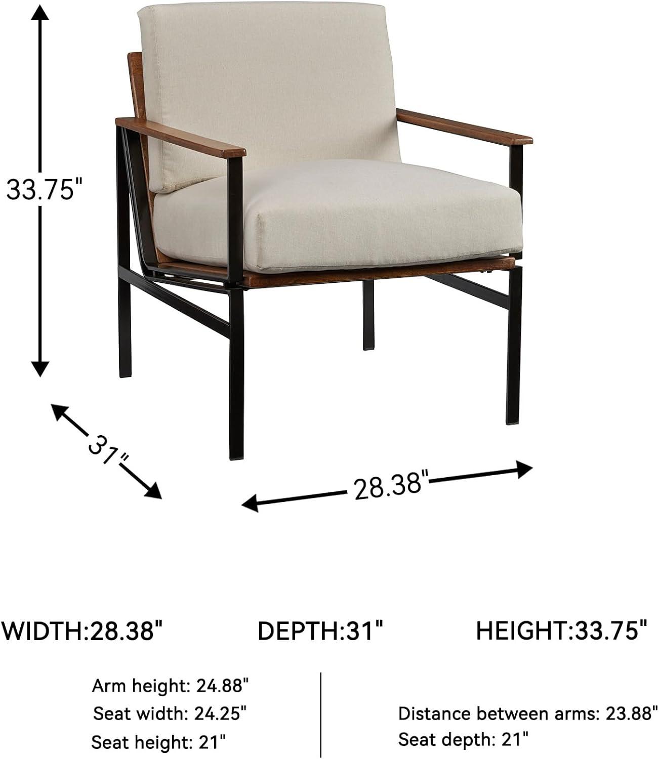 imageSignature Design by Ashley Tilden MidCentury Modern Accent Chair Ivory ampamp BlackCream
