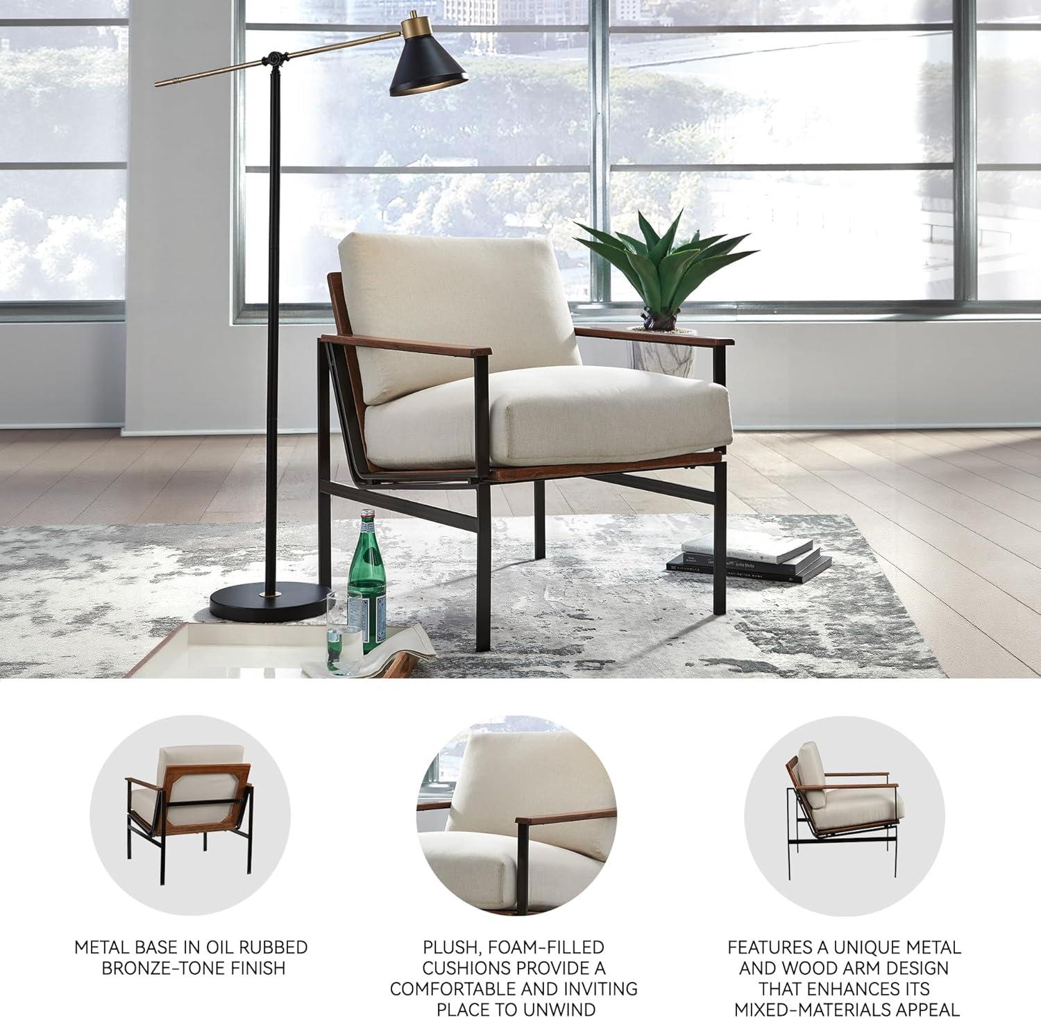 imageSignature Design by Ashley Tilden MidCentury Modern Accent Chair Ivory ampamp BlackCream