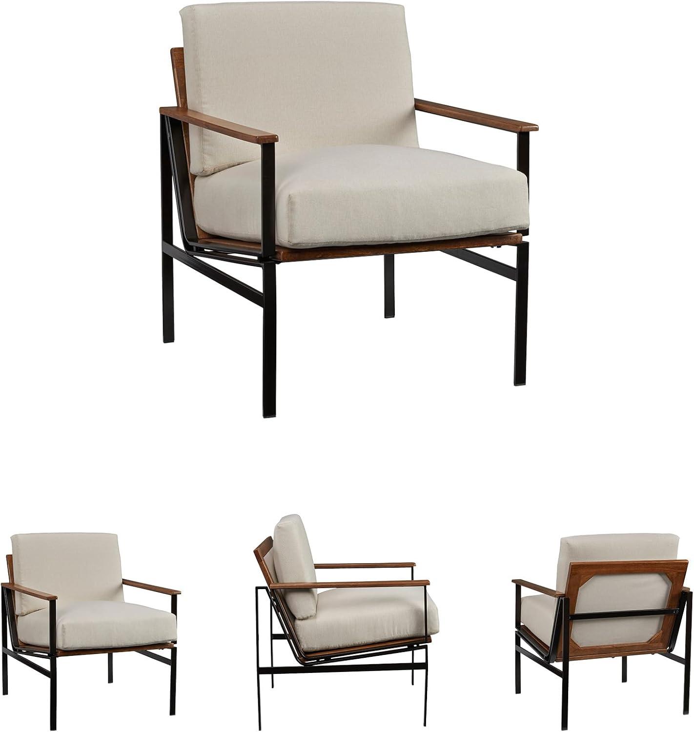 imageSignature Design by Ashley Tilden MidCentury Modern Accent Chair Ivory ampamp BlackCream