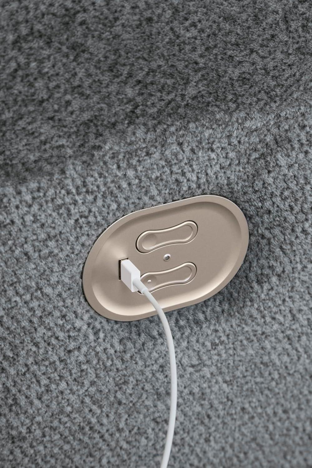 imageSignature Design by Ashley TipOff Classic Wall Hugger Power Recliner with Adjustable Headrest and USB Ports Light BrownGrey