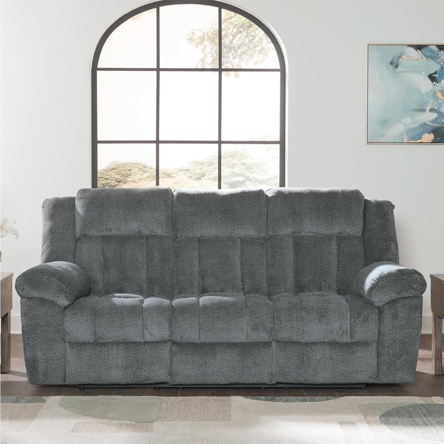 imageSignature Design by Ashley TipOff Classic Wall Hugger Power Recliner with Adjustable Headrest and USB Ports Light BrownGrey