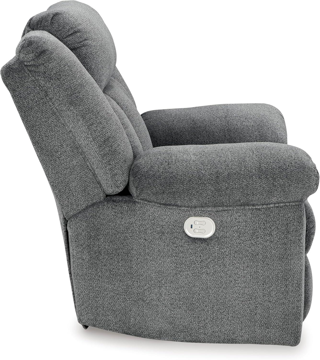 imageSignature Design by Ashley TipOff Classic Wall Hugger Power Recliner with Adjustable Headrest and USB Ports Light BrownGrey