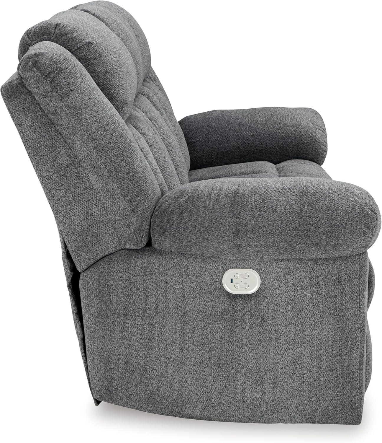 imageSignature Design by Ashley TipOff Classic Wall Hugger Power Recliner with Adjustable Headrest and USB Ports Light BrownGrey