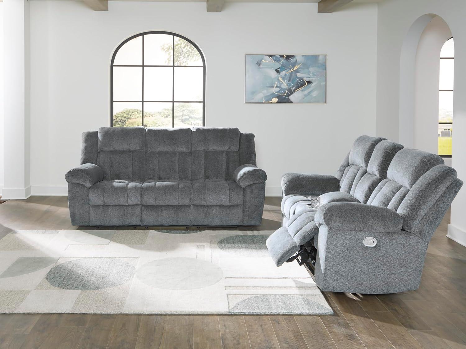 imageSignature Design by Ashley TipOff Classic Wall Hugger Power Recliner with Adjustable Headrest and USB Ports Light BrownGrey