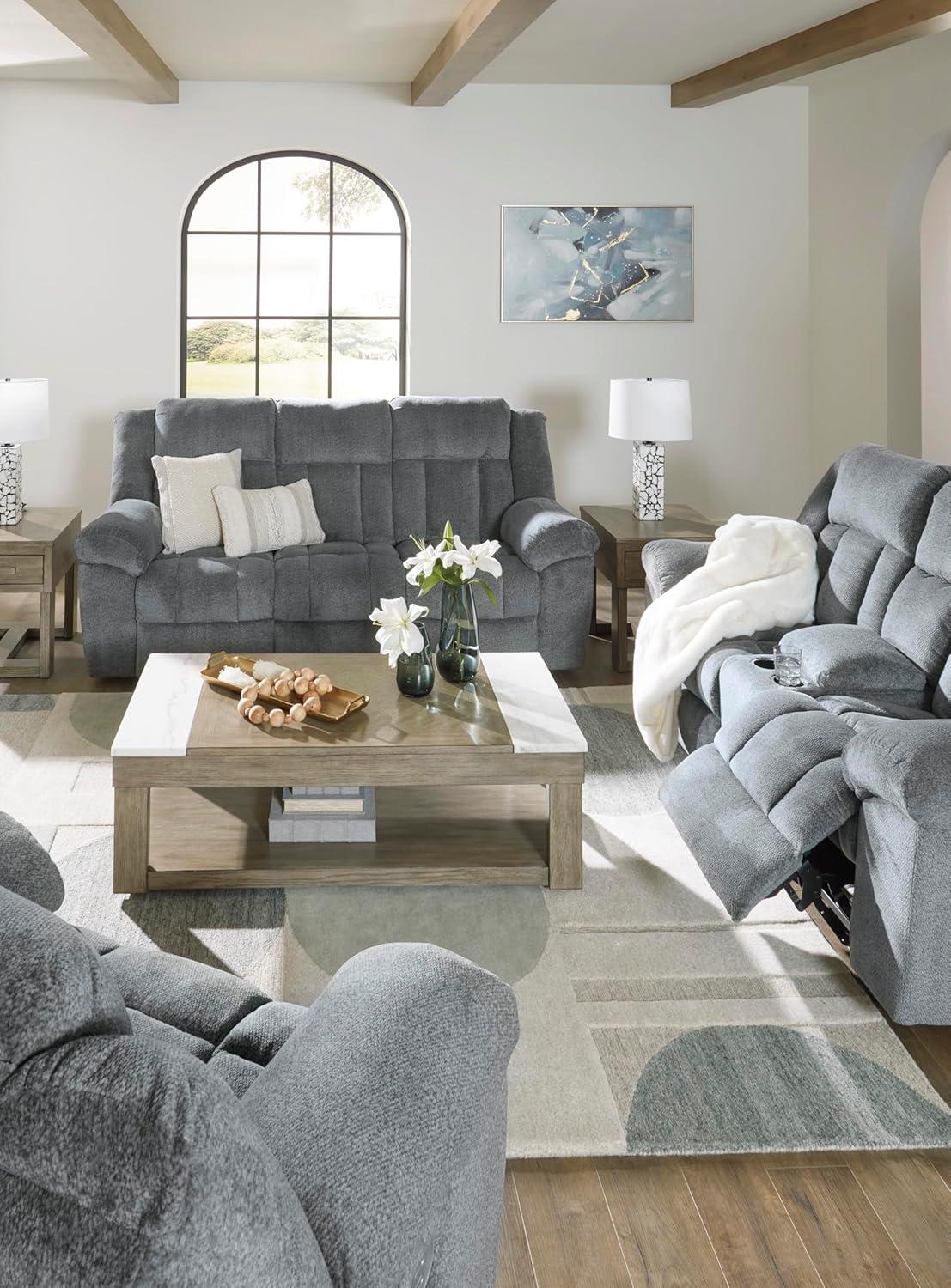 imageSignature Design by Ashley TipOff Classic Wall Hugger Power Recliner with Adjustable Headrest and USB Ports Light BrownGrey