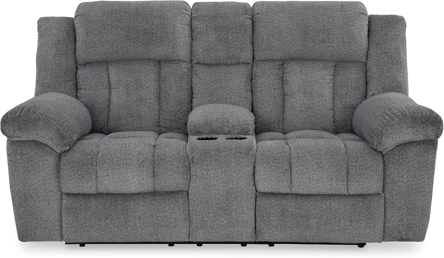 imageSignature Design by Ashley TipOff Classic Wall Hugger Power Recliner with Adjustable Headrest and USB Ports Light BrownGrey