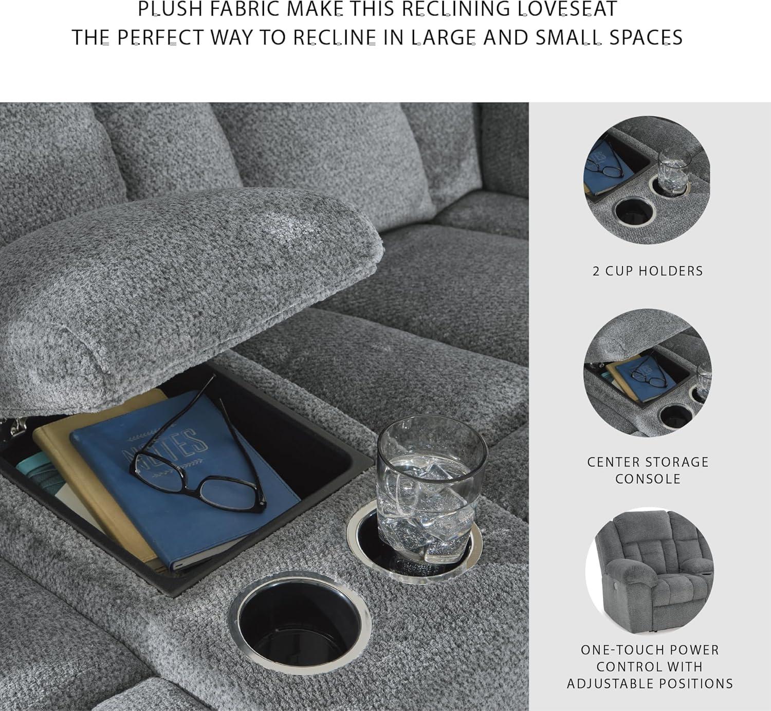 imageSignature Design by Ashley TipOff Classic Wall Hugger Power Recliner with Adjustable Headrest and USB Ports Light BrownGrey