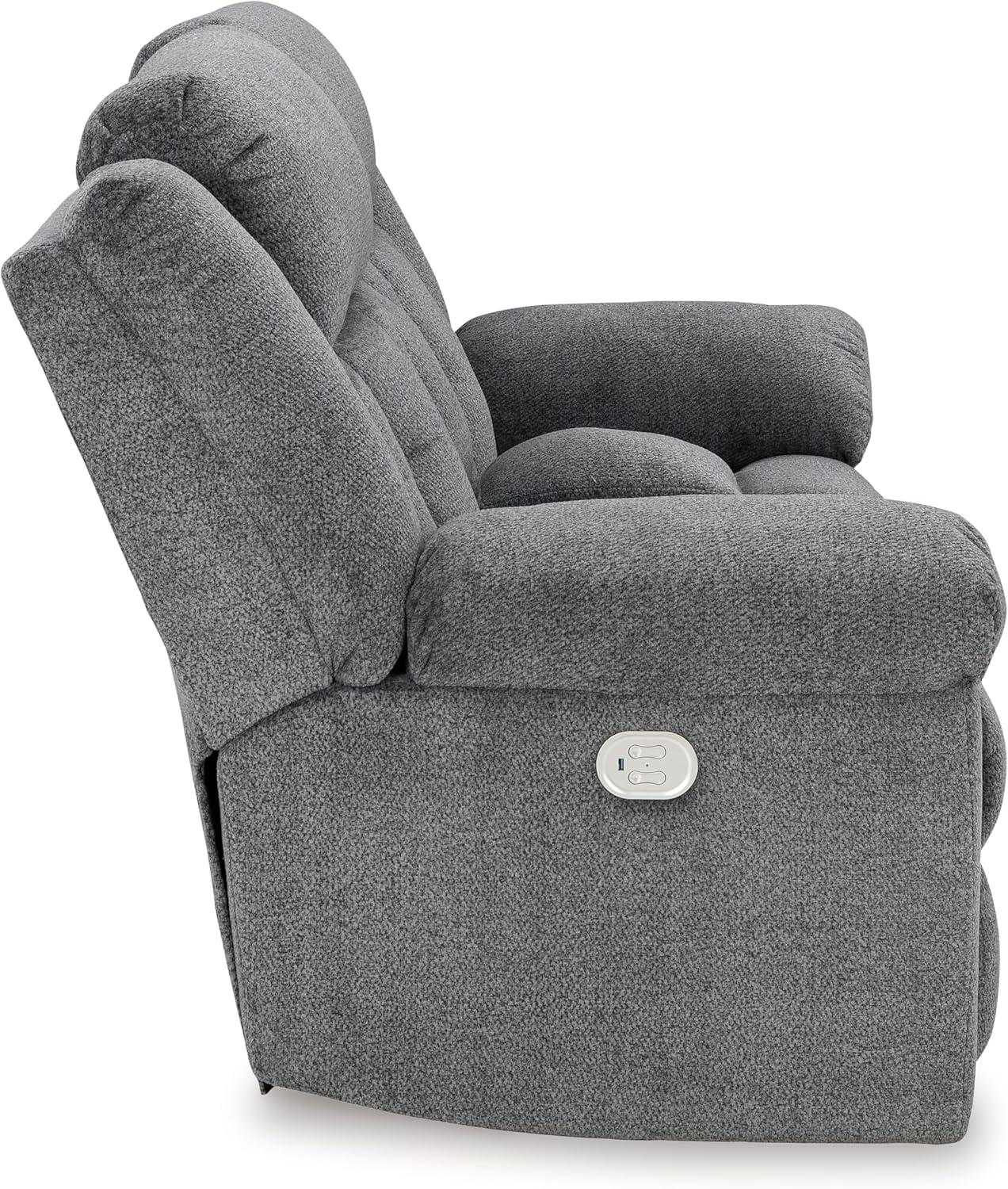 imageSignature Design by Ashley TipOff Classic Wall Hugger Power Recliner with Adjustable Headrest and USB Ports Light BrownGrey