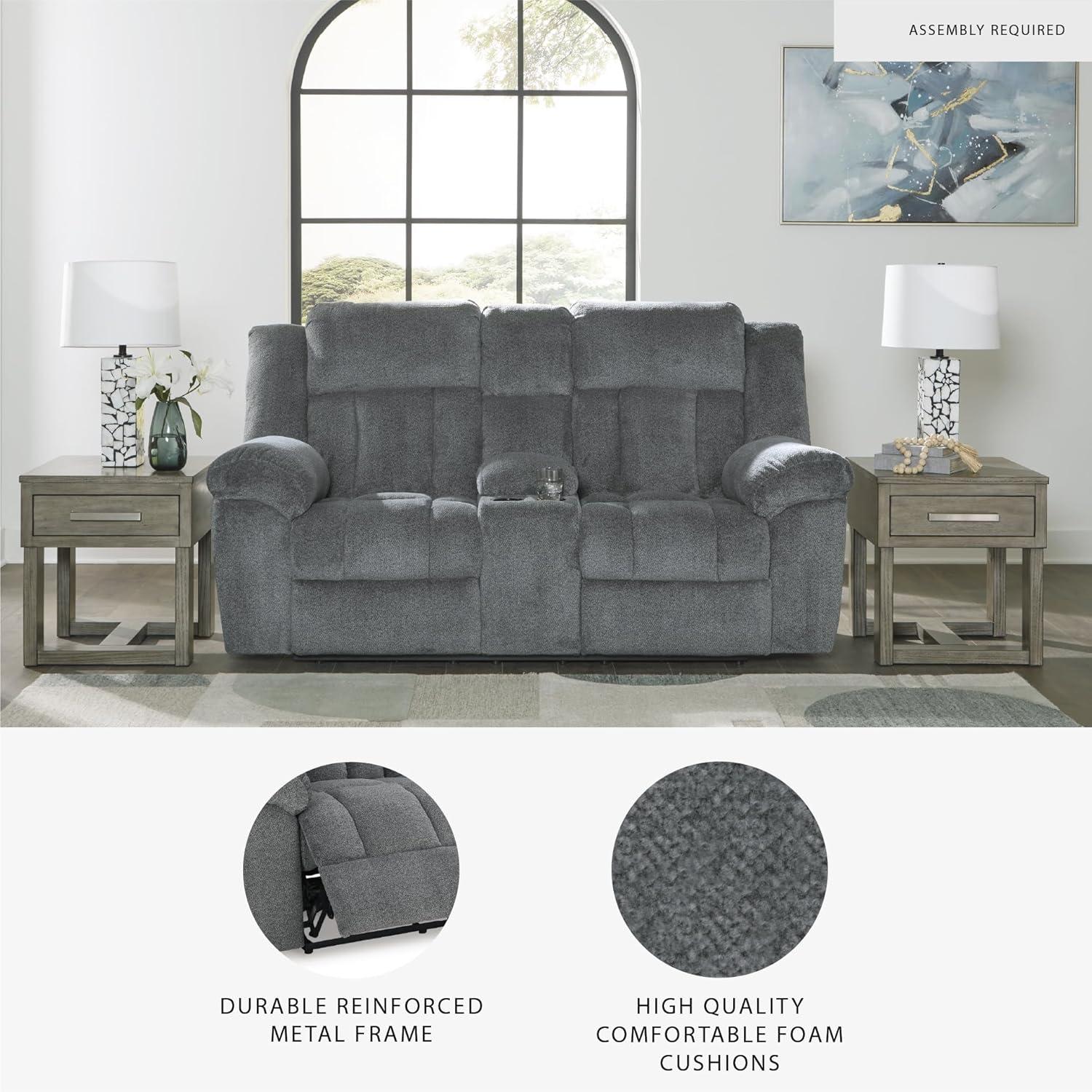 imageSignature Design by Ashley TipOff Classic Wall Hugger Power Recliner with Adjustable Headrest and USB Ports Light BrownGrey