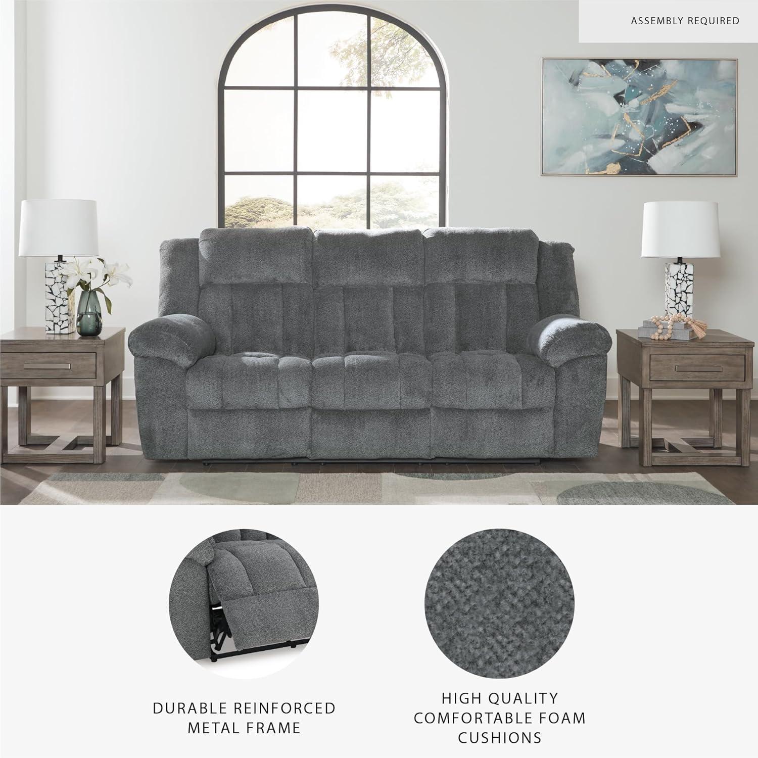 imageSignature Design by Ashley TipOff Classic Wall Hugger Power Recliner with Adjustable Headrest and USB Ports Light BrownGrey