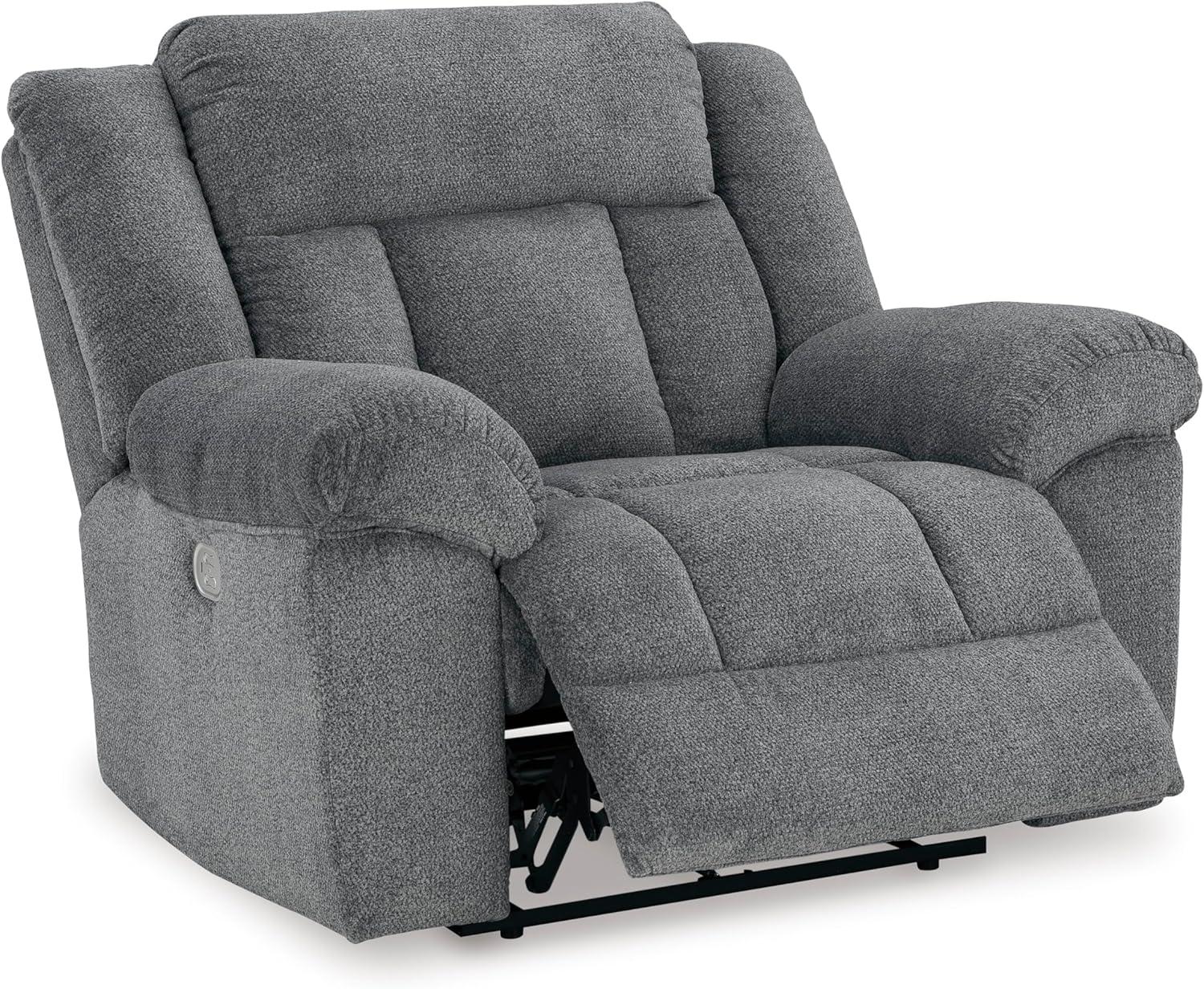 imageSignature Design by Ashley TipOff Classic Wall Hugger Power Recliner with Adjustable Headrest and USB Ports Light BrownGrey
