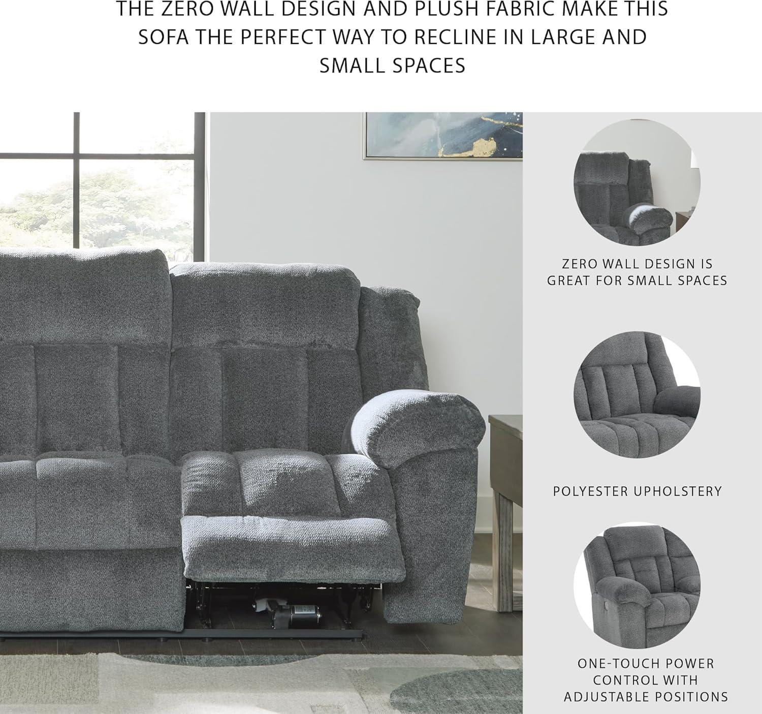 imageSignature Design by Ashley TipOff Classic Wall Hugger Power Recliner with Adjustable Headrest and USB Ports Light BrownGrey