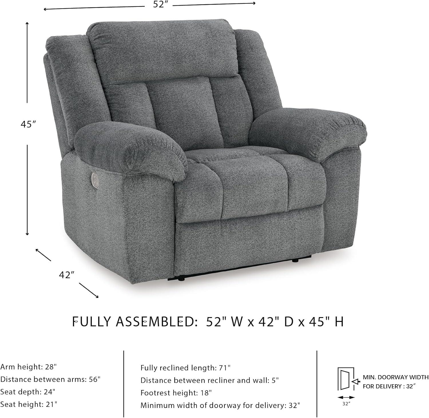 imageSignature Design by Ashley TipOff Classic Wall Hugger Power Recliner with Adjustable Headrest and USB Ports Light BrownGrey