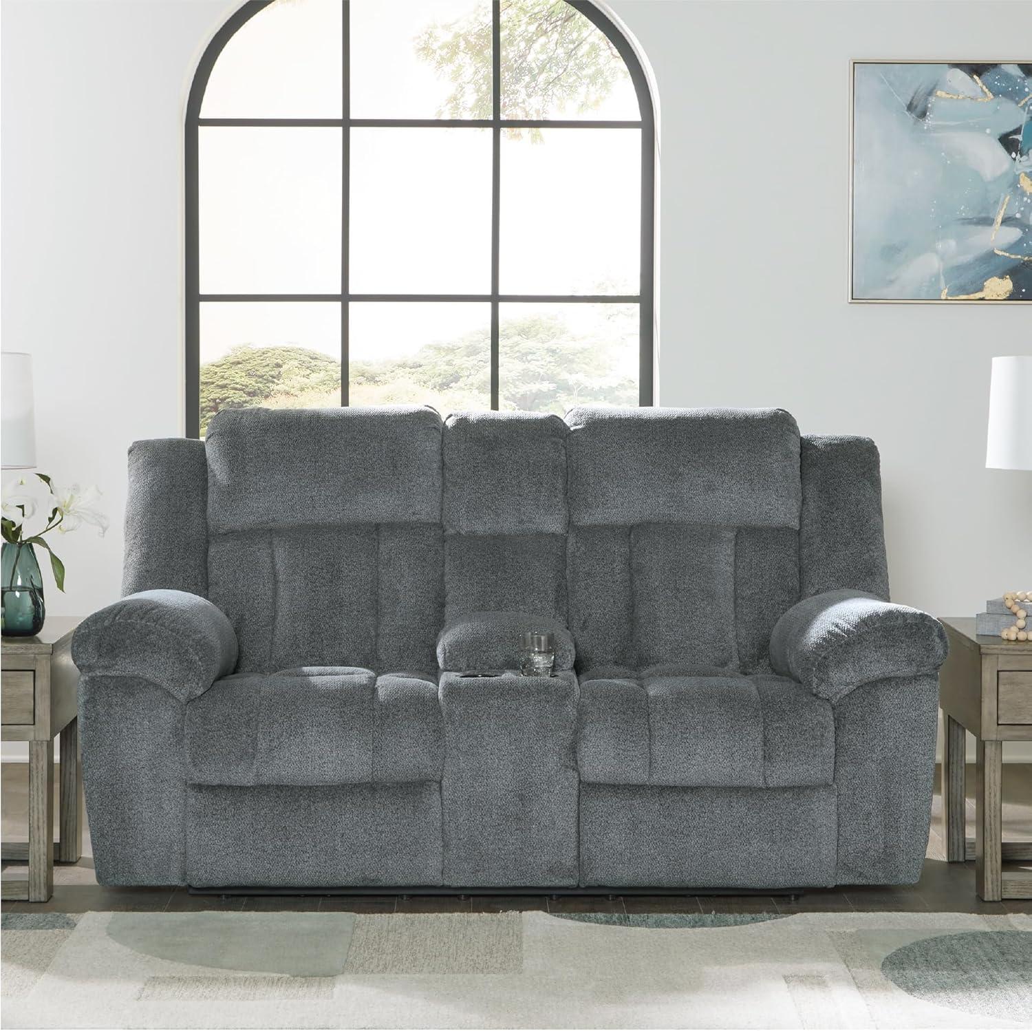 imageSignature Design by Ashley TipOff Classic Wall Hugger Power Recliner with Adjustable Headrest and USB Ports Light BrownGrey