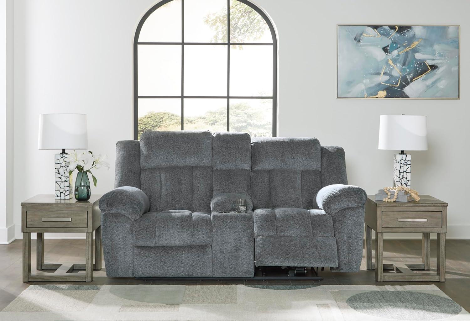 imageSignature Design by Ashley TipOff Classic Wall Hugger Power Recliner with Adjustable Headrest and USB Ports Light BrownGrey