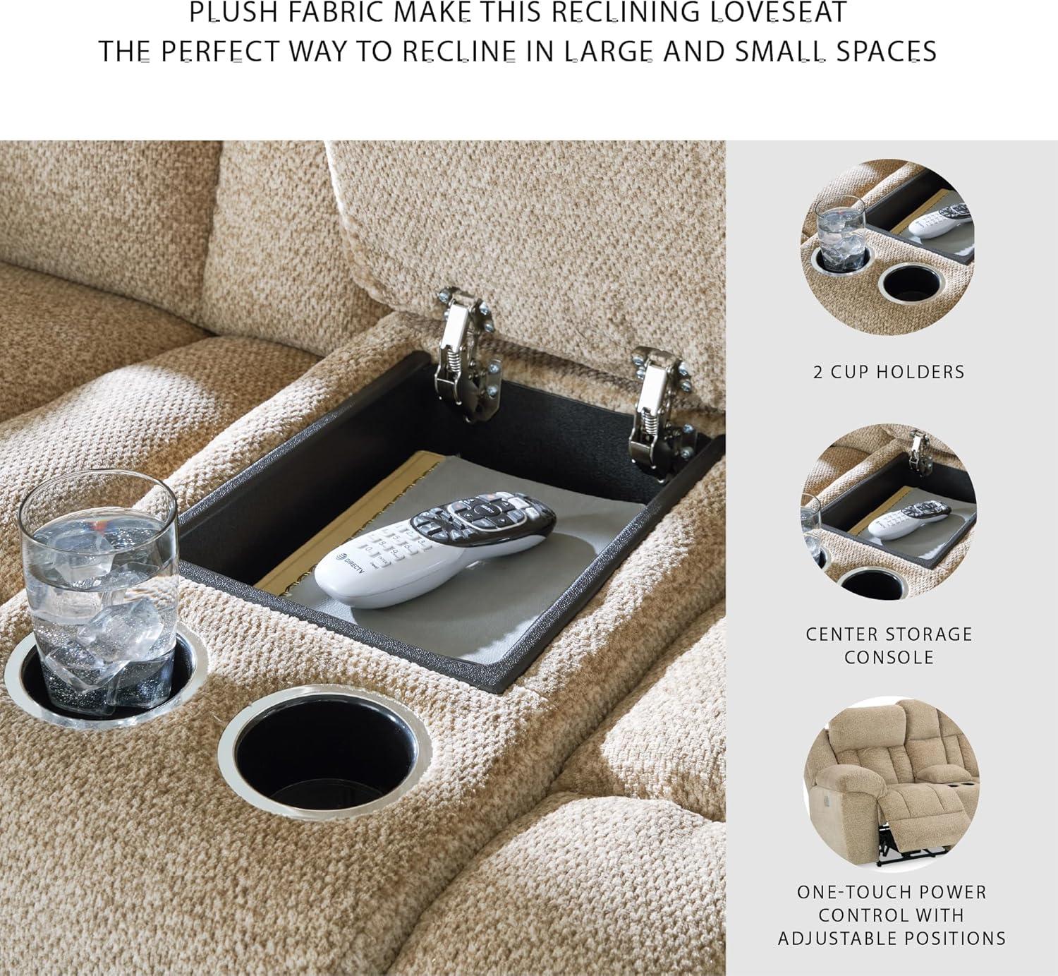 imageSignature Design by Ashley TipOff Classic Wall Hugger Power Recliner with Adjustable Headrest and USB Ports Light BrownLight Brown