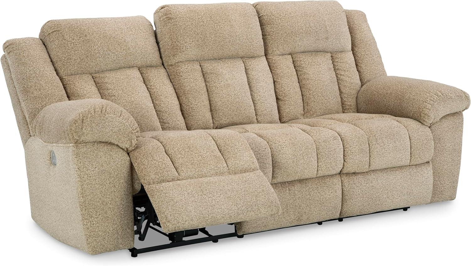 imageSignature Design by Ashley TipOff Classic Wall Hugger Power Recliner with Adjustable Headrest and USB Ports Light BrownLight Brown