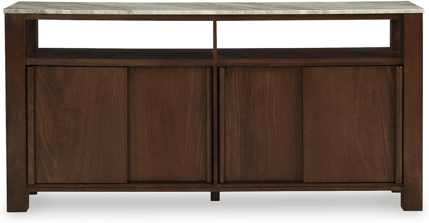 imageSignature Design by Ashley Tobinville Contemporary 4Door Accent Cabinet with Fixed Shelves Dark Brown