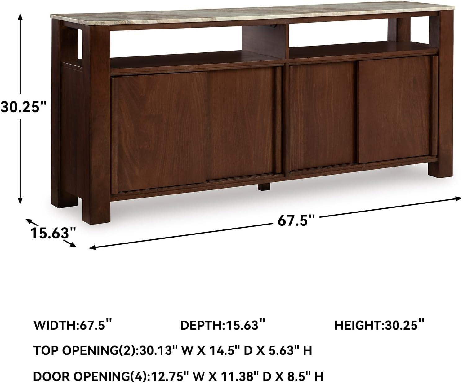 imageSignature Design by Ashley Tobinville Contemporary 4Door Accent Cabinet with Fixed Shelves Dark Brown