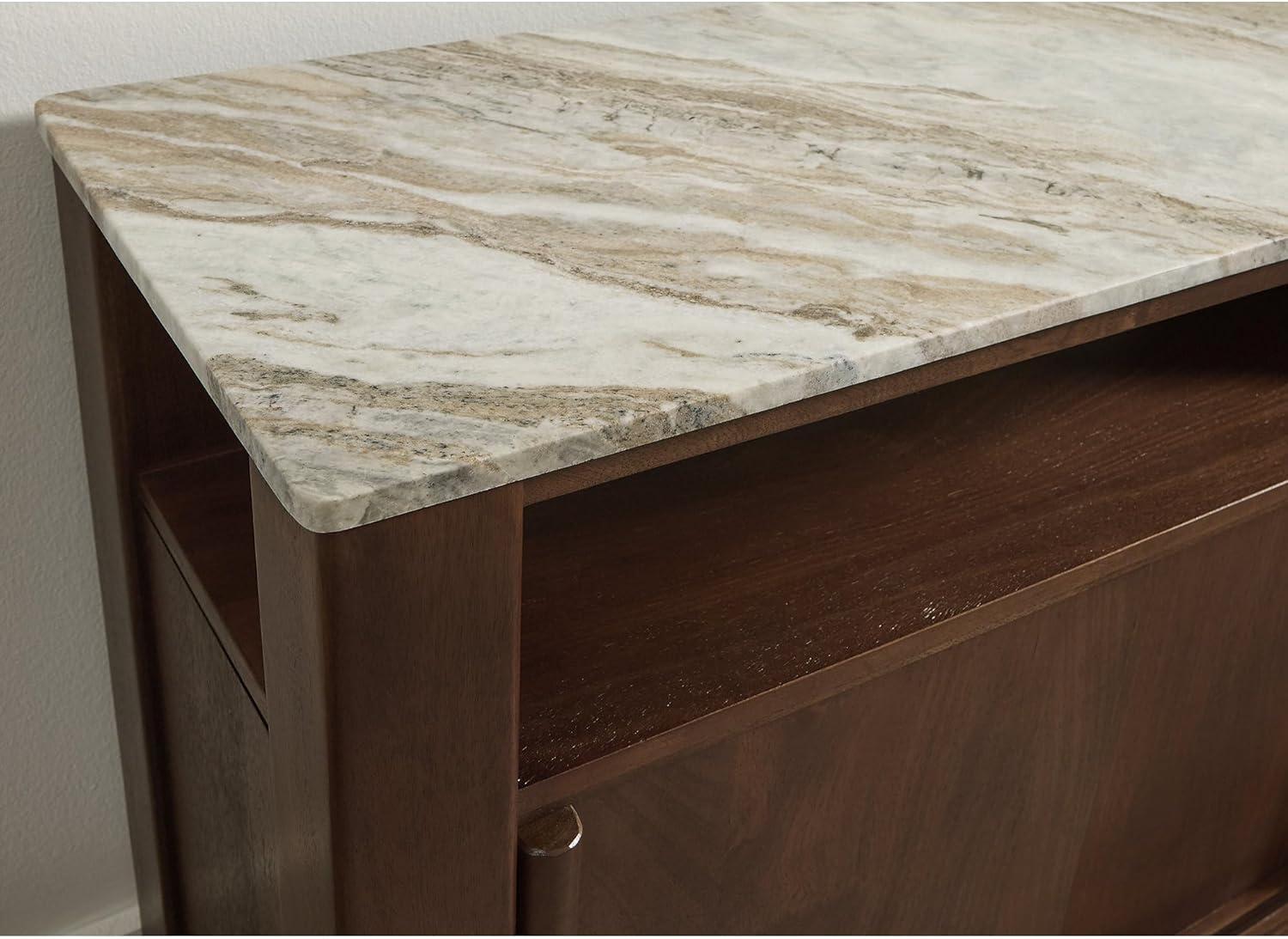 imageSignature Design by Ashley Tobinville Contemporary 4Door Accent Cabinet with Fixed Shelves Dark Brown