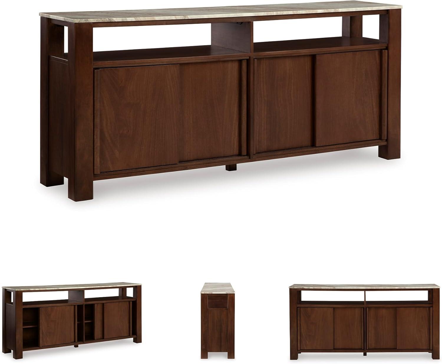 imageSignature Design by Ashley Tobinville Contemporary 4Door Accent Cabinet with Fixed Shelves Dark Brown