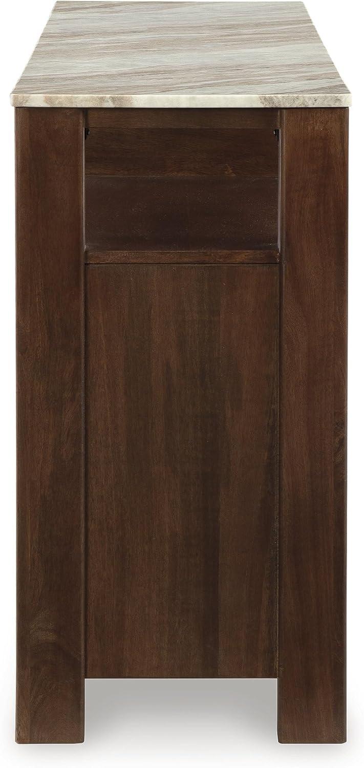 imageSignature Design by Ashley Tobinville Contemporary 4Door Accent Cabinet with Fixed Shelves Dark Brown