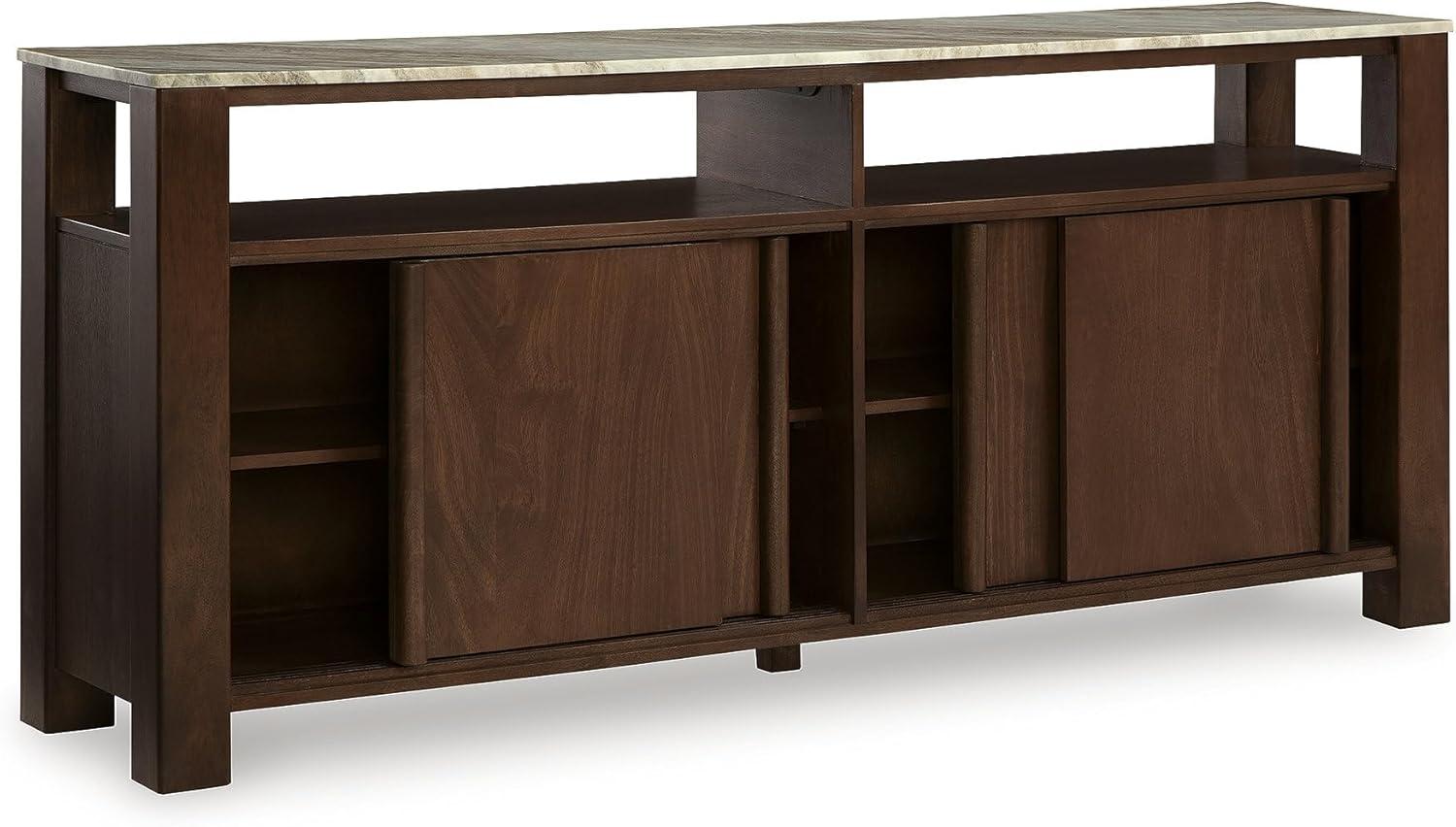 imageSignature Design by Ashley Tobinville Contemporary 4Door Accent Cabinet with Fixed Shelves Dark Brown