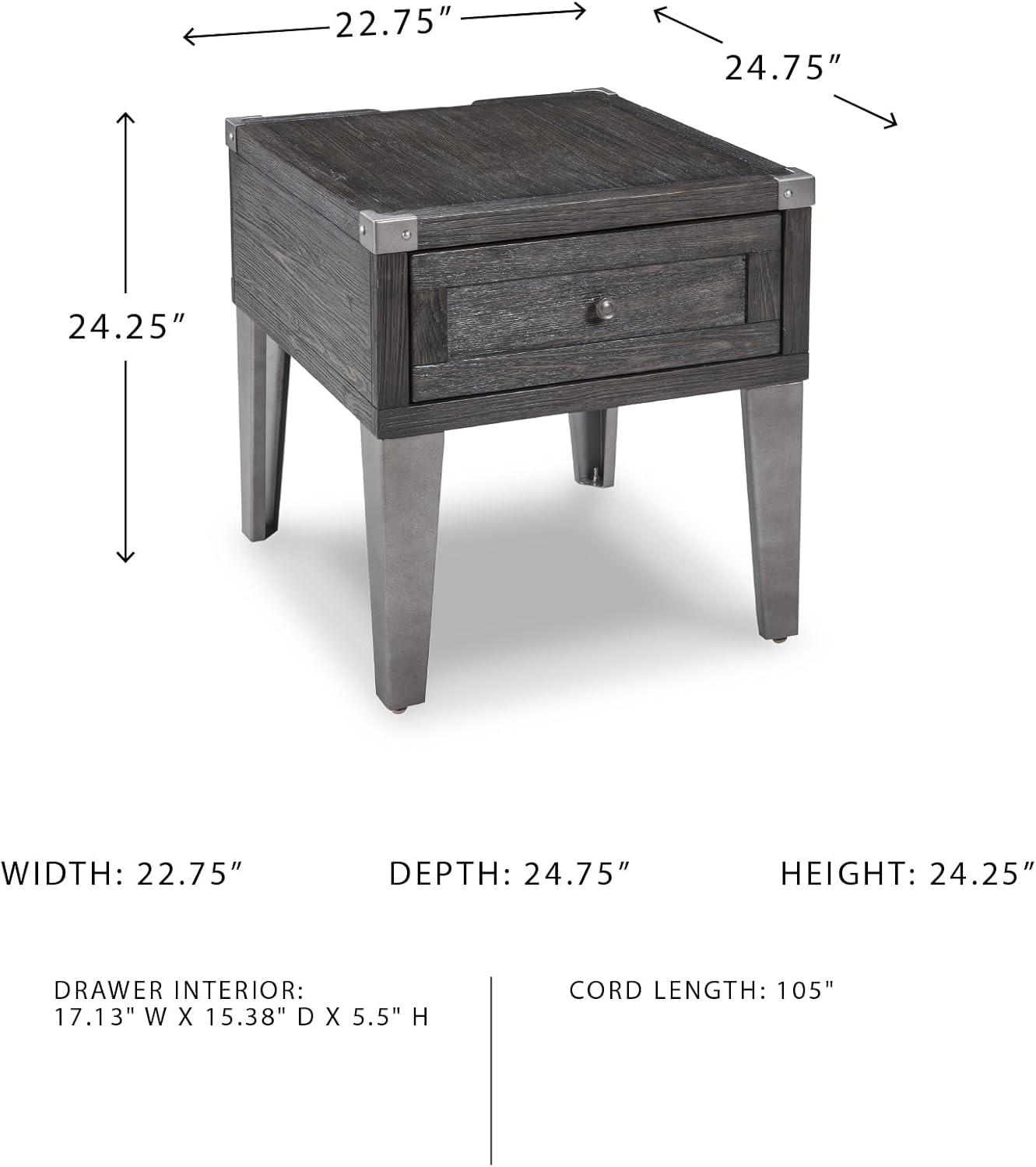 imageSignature Design by Ashley Todoe Industrial SpringLift Top Coffee Table 2 Storage Drawers Metal Legs Wood 5438quot W x 285quot D x 1825quot H Dark Gray ampamp Weathered Pine FinishDark Gray
