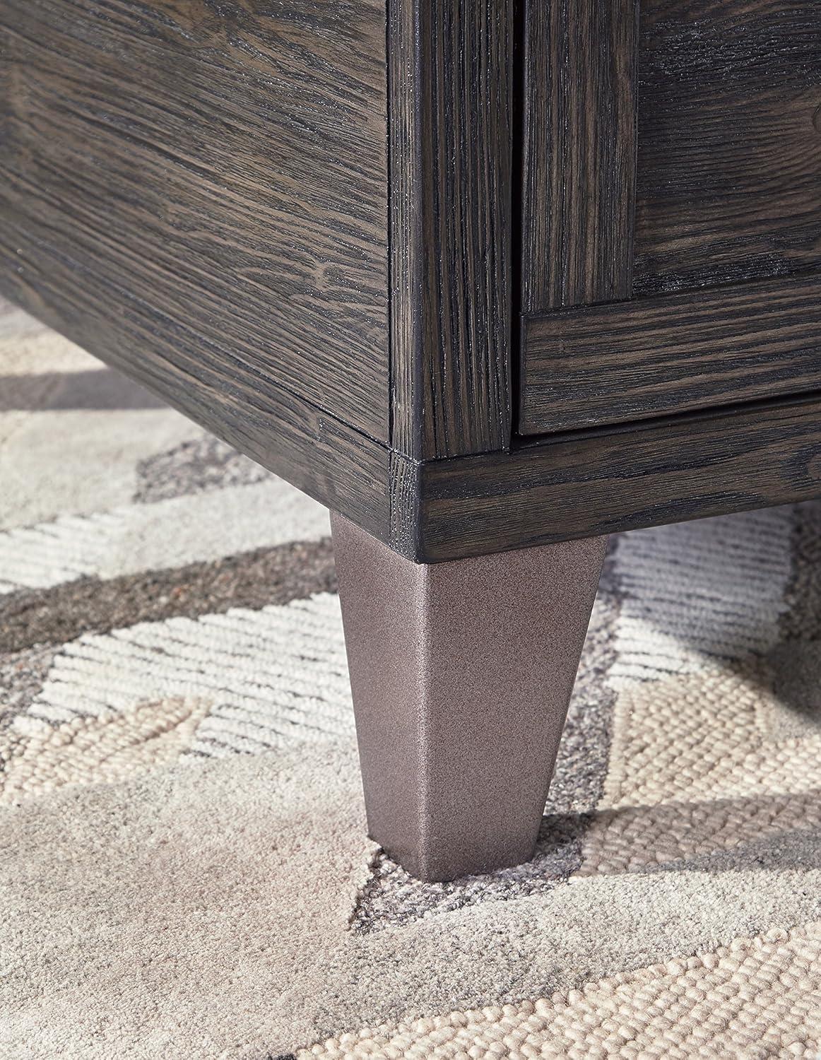 imageSignature Design by Ashley Todoe Industrial SpringLift Top Coffee Table 2 Storage Drawers Metal Legs Wood 5438quot W x 285quot D x 1825quot H Dark Gray ampamp Weathered Pine FinishDark Gray