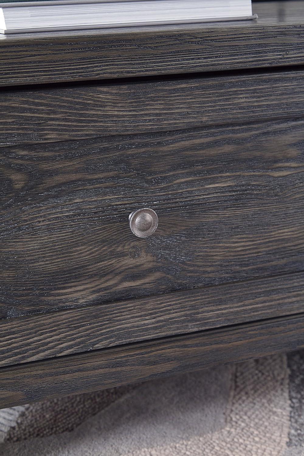 imageSignature Design by Ashley Todoe Industrial SpringLift Top Coffee Table 2 Storage Drawers Metal Legs Wood 5438quot W x 285quot D x 1825quot H Dark Gray ampamp Weathered Pine FinishDark Gray