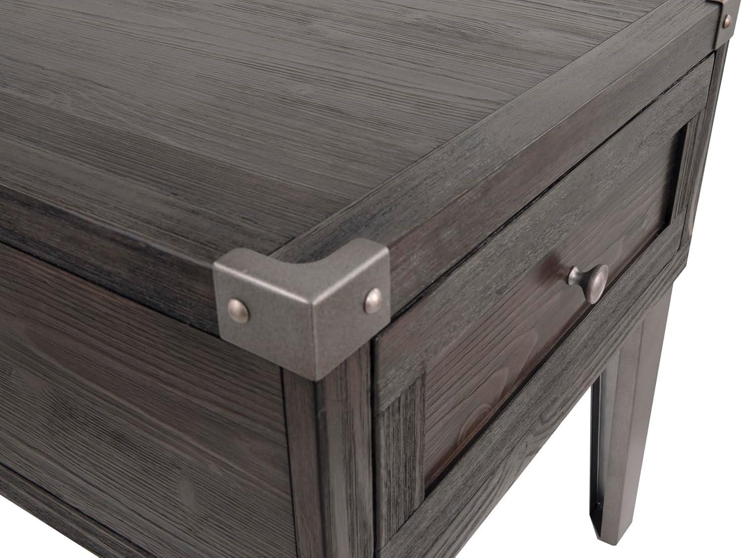 imageSignature Design by Ashley Todoe Industrial SpringLift Top Coffee Table 2 Storage Drawers Metal Legs Wood 5438quot W x 285quot D x 1825quot H Dark Gray ampamp Weathered Pine FinishDark Gray