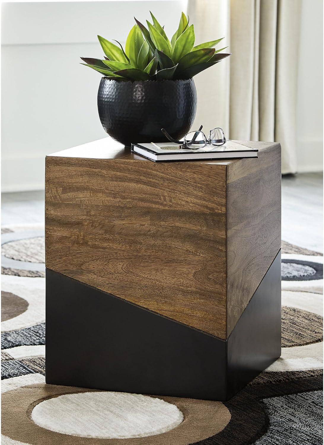 imageSignature Design by Ashley Trailbend Eclectic Accent End Table Brown ampamp Gunmetal